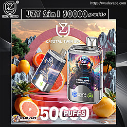 uzy crystal twin 50000 puffs double flavor switching original genuine 50k type c charging port led display customizable. fast shipping