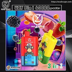 uzy 3in1 60000 puffs double three flavors switch original genuine 60k type c charging port led display customizable. fast shipping