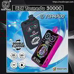 uzy tornado 30000 puffs double flavor switching original genuine 20k type c charging port led display customizable. fast shipping