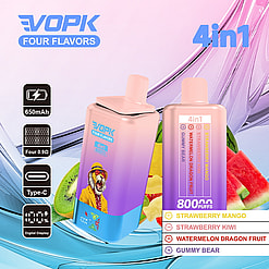 vopk 80000 puffs four flavors switch original genuine 4in1 80k type c charging port led display customizable. fast shipping
