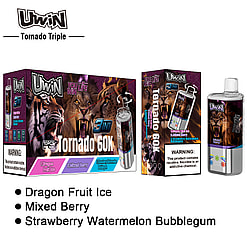 uwin tornado triple 60000 puffs three flavors switching 3in1 original genuine 60k type c charging port led display customizable. fast shipping