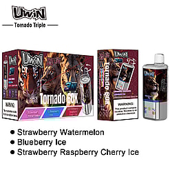 uwin tornado triple 60000 puffs three flavors switching 3in1 original genuine 60k type c charging port led display customizable. fast shipping