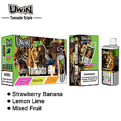 uwin tornado triple 60000 puffs three flavors switching 3in1 original genuine 60k type c charging port led display customizable. fast shipping