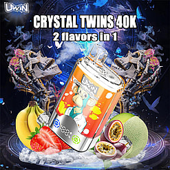 uwin crystal twins 40000 puffs dual flavor switching original genuine 40k type c charging port led display customizable. fast shipping