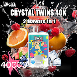 uwin crystal twins 40000 puffs dual flavor switching original genuine 40k type c charging port led display customizable. fast shipping