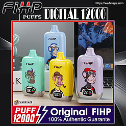 fihp digital 12000 puffs original genuine disposable vape type c charging port fihp 12k customizable fast shipping