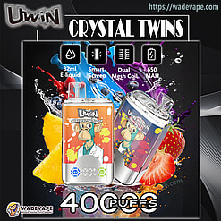 uwin crystal twins 40000 puffs dual flavor switching original genuine 40k type c charging port led display customizable. fast shipping