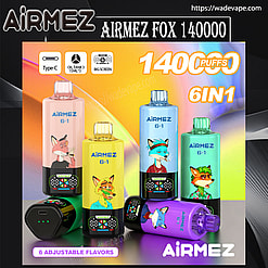 airmez 140000 puffs original airmez 6in1 140k 6 flavors in 1 vape led display type c port disposable e cigarettes customizable. fast shipping