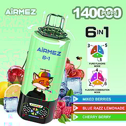 airmez 140000 puffs original airmez 6in1 140k 6 flavors in 1 vape led display type c port disposable e cigarettes customizable. fast shipping
