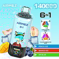 airmez 140000 puffs original airmez 6in1 140k 6 flavors in 1 vape led display type c port disposable e cigarettes customizable. fast shipping