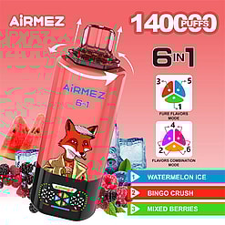 airmez 140000 puffs original airmez 6in1 140k 6 flavors in 1 vape led display type c port disposable e cigarettes customizable. fast shipping