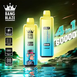 Two yellow-to-blue gradient Bang Blaze disposable vapes marked