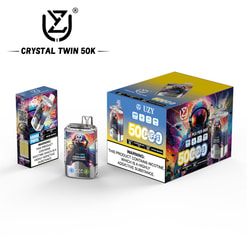 uzy crystal twin 50000 puffs double flavor switching original genuine 50k type c charging port led display customizable. fast shipping