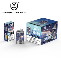 uzy crystal twin 50000 puffs double flavor switching original genuine 50k type c charging port led display customizable. fast shipping