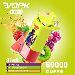 vopk tripe 60000 puffs three flavors switch original genuine 3in1 60k type c charging port led display customizable. fast shipping