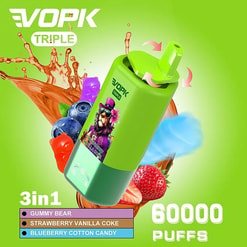 vopk tripe 60000 puffs three flavors switch original genuine 3in1 60k type c charging port led display customizable. fast shipping