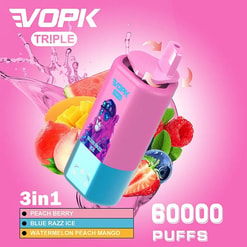 vopk tripe 60000 puffs three flavors switch original genuine 3in1 60k type c charging port led display customizable. fast shipping