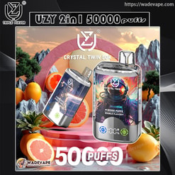 uzy crystal twin 50000 trekjes dubbele smaakomschakeling originele echte 50k type c oplaadpoort led-display aanpasbaar. snelle verzending