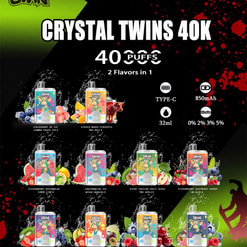 uwin crystal twins 40000 trekjes dubbele smaakschakeling originele echte 40k type c oplaadpoort led-display aanpasbaar. snelle verzending