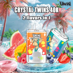 uwin crystal twins 40000 puffs dual flavor switching original genuine 40k type c charging port led display customizable. fast shipping