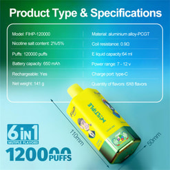 fihp multi 120000 trekjes 6in1 smaken originele echte zes smaken wegwerp vape type c oplaadpoort fihp 120k aanpasbare snelle verzending