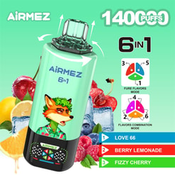 airmez 140000 trekjes origineel airmez 6in1 140k 6 smaken in 1 vape led-display type c poort wegwerpbare e-sigaretten aanpasbaar. snelle verzending