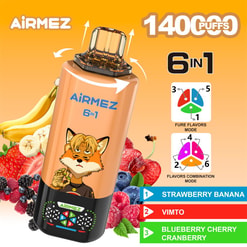 airmez 140000 trekjes origineel airmez 6in1 140k 6 smaken in 1 vape led-display type c poort wegwerpbare e-sigaretten aanpasbaar. snelle verzending