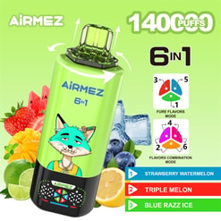 airmez 140000 trekjes origineel airmez 6in1 140k 6 smaken in 1 vape led-display type c poort wegwerpbare e-sigaretten aanpasbaar. snelle verzending