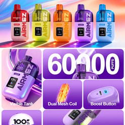 airmez lux 60000 puffs original airmez lux 60k transparent oil tank vape led display type c port disposable e cigarettes customizable. fast shipping