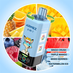 Airmez 8 en 1 160000 bouffées de vape jetable _ XX742 _ bobine de maille rechargeable vape multi-saveur _ XX742 _ type c charge rapide