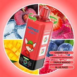 Airmez 8 en 1 160000 bouffées de vape jetable _ XX742 _ bobine de maille rechargeable vape multi-saveur _ XX742 _ type c charge rapide