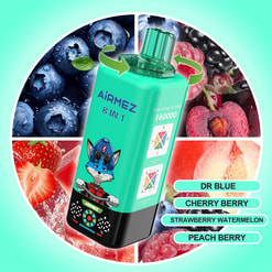 Airmez 8 en 1 160000 bouffées de vape jetable _ XX742 _ bobine de maille rechargeable vape multi-saveur _ XX742 _ type c charge rapide