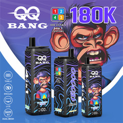 Qq bang 180000 bouffées de vape jetable | 4 en 1 saveurs rechargeable double maille vape | écran lcd charge de type c