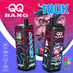 Qq bang 180000 bouffées de vape jetable | 4 en 1 saveurs rechargeable double maille vape | écran lcd charge de type c
