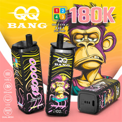 Qq bang 180000 bouffées de vape jetable | 4 en 1 saveurs rechargeable double maille vape | écran lcd charge de type c
