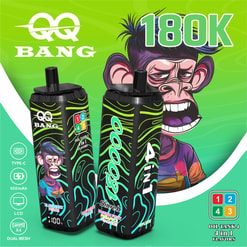 Qq bang 180000 bouffées de vape jetable | 4 en 1 saveurs rechargeable double maille vape | écran lcd charge de type c