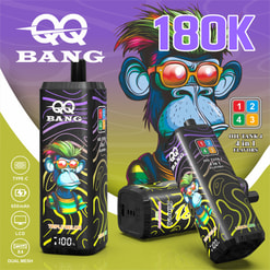 Qq bang 180000 bouffées de vape jetable | 4 en 1 saveurs rechargeable double maille vape | écran lcd charge de type c