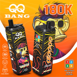 Qq bang 180000 bouffées de vape jetable | 4 en 1 saveurs rechargeable double maille vape | écran lcd charge de type c