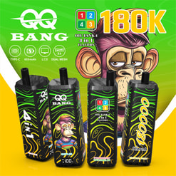 Qq bang 180000 bouffées de vape jetable | 4 en 1 saveurs rechargeable double maille vape | écran lcd charge de type c