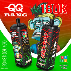 Qq bang 180000 bouffées de vape jetable | 4 en 1 saveurs rechargeable double maille vape | écran lcd charge de type c