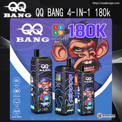qq bang 180000 puffs disposable vape | 4 in 1 flavors rechargeable dual mesh vape | lcd display type c charging