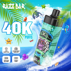 Razz Bar 40000 bouffées de vape jetable | affichage LED bobine de maille à débit d'air réglable | rechargeable type C 650mah | entrepôt de l'UE livraison 3 à 5 jours