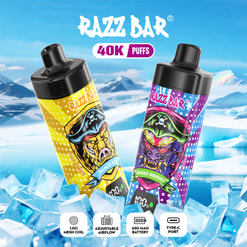 Razz Bar 40000 bouffées de vape jetable | affichage LED bobine de maille à débit d'air réglable | rechargeable type C 650mah | entrepôt de l'UE livraison 3 à 5 jours