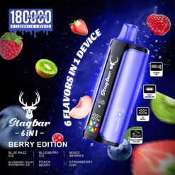 stagbar 6 en 1 180000 bouffées de vape jetable | vape multi-saveur rechargeable avec bobine en maille | entrepôt de l'UE livraison 3 à 5 jours