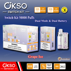 okso switch kit 50000 trekjes wegwerp vape | dual mode dubbele batterij vape | magnetisch snap vervangbaar pod-systeem type c poort