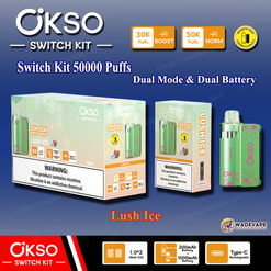 okso switch kit 50000 trekjes wegwerp vape | dual mode dubbele batterij vape | magnetisch snap vervangbaar pod-systeem type c poort
