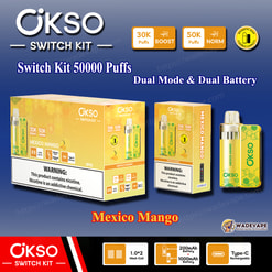 okso switch kit 50000 trekjes wegwerp vape | dual mode dubbele batterij vape | magnetisch snap vervangbaar pod-systeem type c poort
