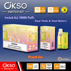okso switch kit 50000 trekjes wegwerp vape | dual mode dubbele batterij vape | magnetisch snap vervangbaar pod-systeem type c poort