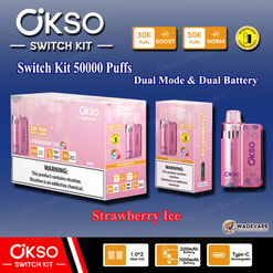 okso switch kit 50000 trekjes wegwerp vape | dual mode dubbele batterij vape | magnetisch snap vervangbaar pod-systeem type c poort