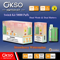 okso switch kit 50000 trekjes wegwerp vape | dual mode dubbele batterij vape | magnetisch snap vervangbaar pod-systeem type c poort